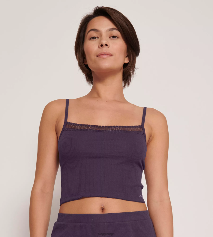 loungewear | sloggi go ribbet topp med spaghettistropper kvinner blåbær DR662133