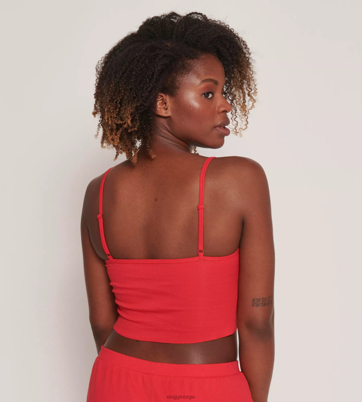 loungewear | sloggi go ribbet topp med spaghettistropper kvinner campari DR662307