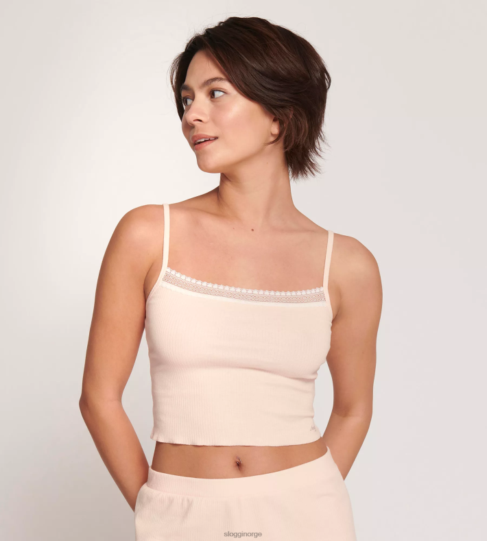 loungewear | sloggi go ribbet topp med spaghettistropper kvinner pulver oransje DR662178
