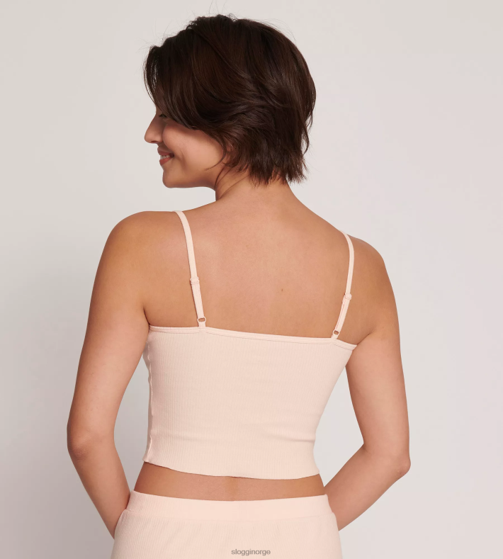 loungewear | sloggi go ribbet topp med spaghettistropper kvinner pulver oransje DR662178